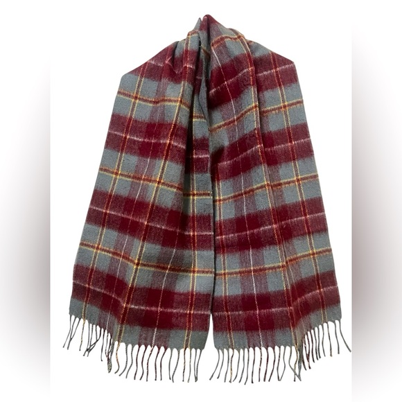 WPL 6271 Accessories - WPL 6271 vintage 100% wool classic grey and red plaid scarf Made in Japan